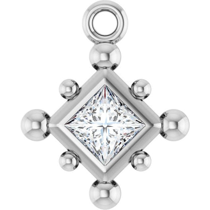 1/10 CT Natural Diamond Bezel-Set Beaded Dangle