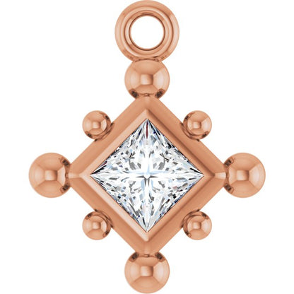 1/10 CT Natural Diamond Bezel-Set Beaded Dangle