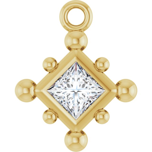 1/10 CT Natural Diamond Bezel-Set Beaded Dangle
