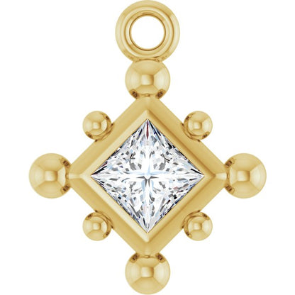 1/10 CT Natural Diamond Bezel-Set Beaded Dangle