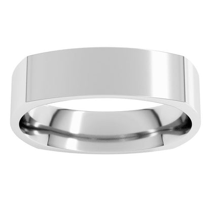 10K White Gold Comfort-Fit Square Band, 5 mm