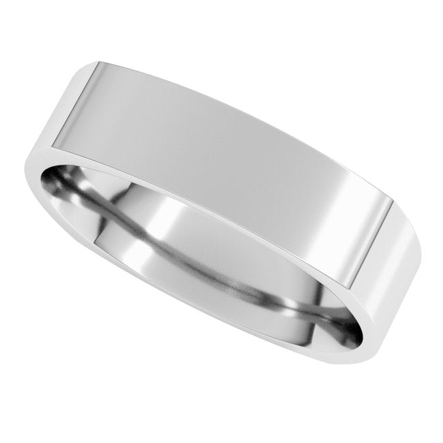 10K White Gold Comfort-Fit Square Band, 5 mm