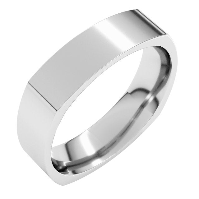 10K White Gold Comfort-Fit Square Band, 5 mm
