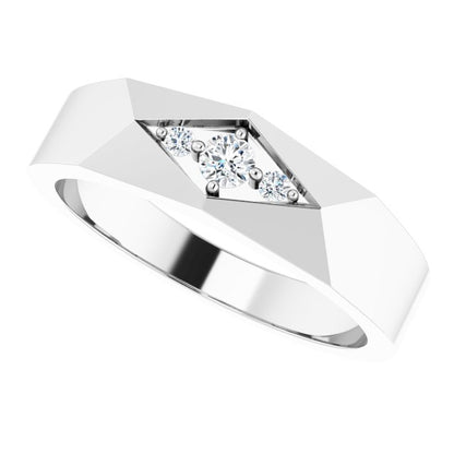 1/8 CTW Lab-Grown Diamond Geometric Tapered Band