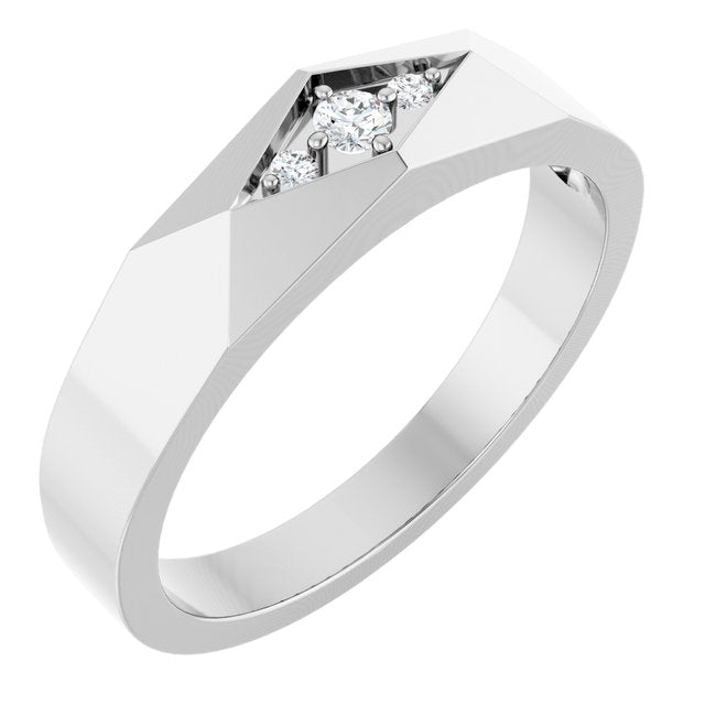 .03 CTW Natural Diamond Geometric Tapered Band