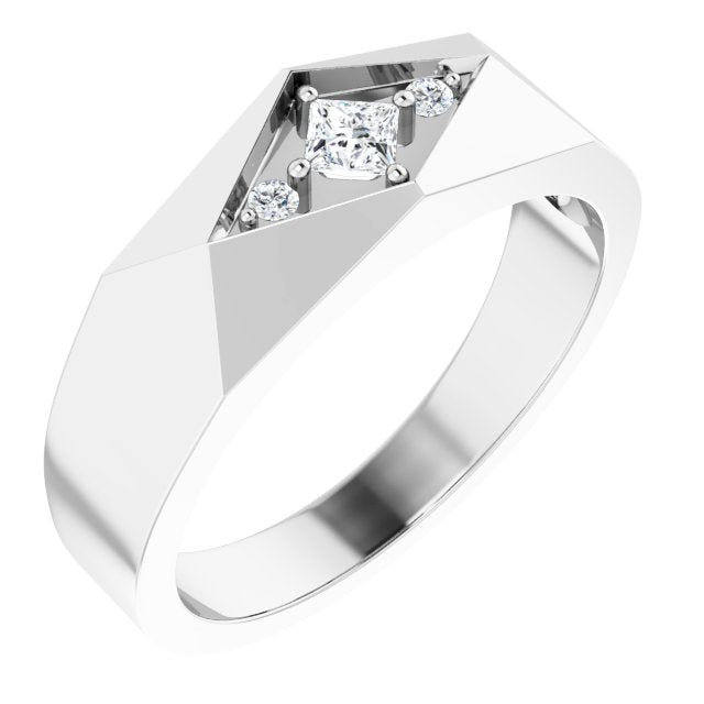 .04 CTW Natural Diamond Geometric Tapered Band