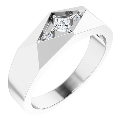 .04 CTW Natural Diamond Geometric Tapered Band