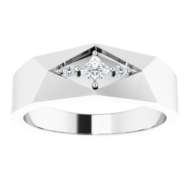 .04 CTW Natural Diamond Geometric Tapered Band