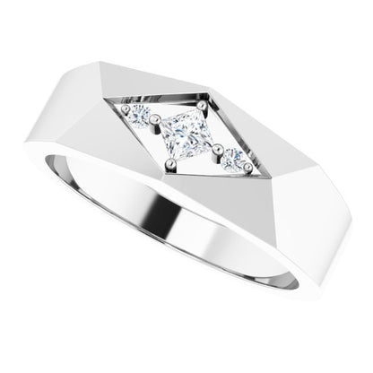 .04 CTW Natural Diamond Geometric Tapered Band