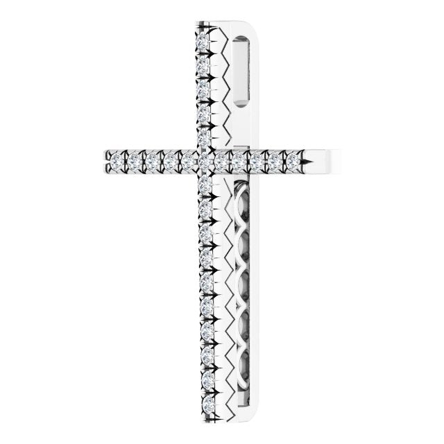 14K White Gold 1/4 CTW Natural Diamond Cross Pendant