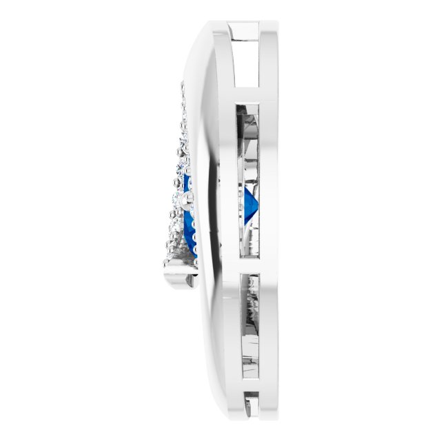 14K White Gold Natural Blue Sapphire & 1/5 CTW Natural Diamond Pendant