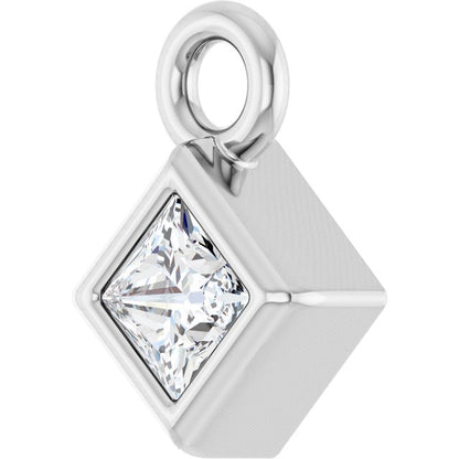 Platinum Square .05 CT Natural Diamond Dangle