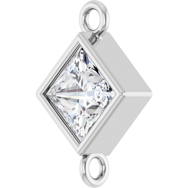 1/4 CT Natural Diamond Link, 6.25 mm x 6.25 mm, Square Bezel-Set