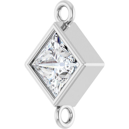 1/4 CT Natural Diamond Link, 6.25 mm x 6.25 mm, Square Bezel-Set
