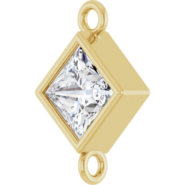 3/8 CT Natural Diamond Link, 7 mm x 7 mm, Square Bezel-Set