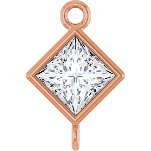 3/8 CT Natural Diamond Link, 7 mm x 7 mm, Square Bezel-Set