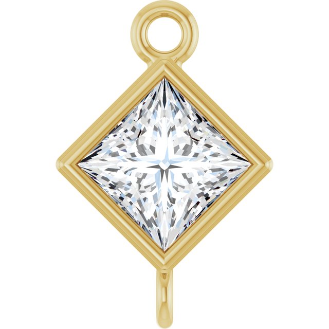 3/8 CT Natural Diamond Link, 7 mm x 7 mm, Square Bezel-Set