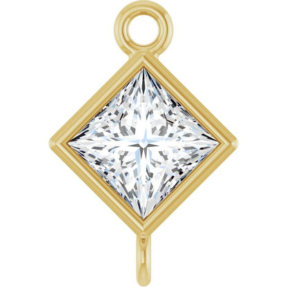 3/8 CT Natural Diamond Link, 7 mm x 7 mm, Square Bezel-Set
