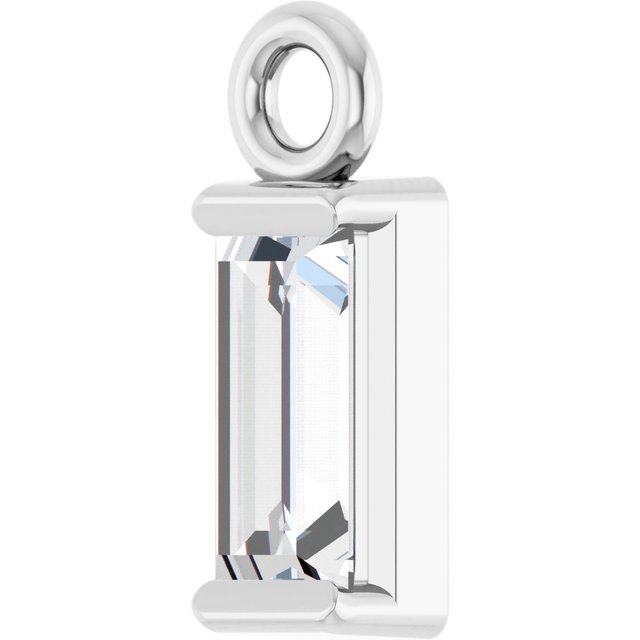 Platinum 4x2 mm Straight Baguette Channel-Set Dangle