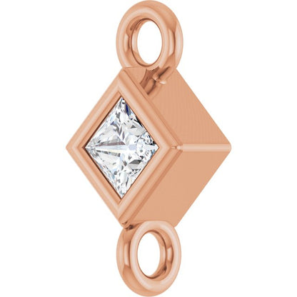 .05 CT Natural Diamond Link, 4.25 mm x 4.25 mm, Square Bezel-Set