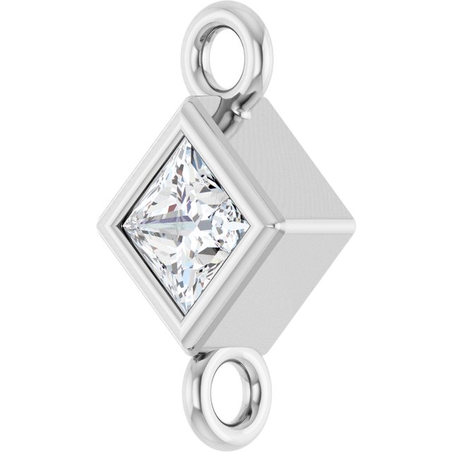 1/10 CT Natural Diamond Link, 4.75 mm x 4.75 mm, Square Bezel-Set