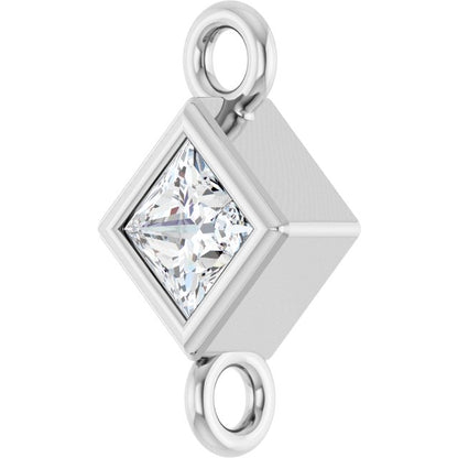 1/10 CT Natural Diamond Link, 4.75 mm x 4.75 mm, Square Bezel-Set