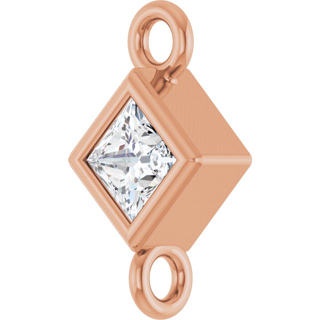 1/10 CT Natural Diamond Link, 4.75 mm x 4.75 mm, Square Bezel-Set