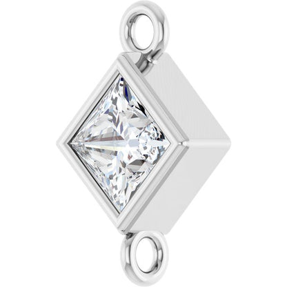 1/6 CT Natural Diamond Link, 5.5 mm x 5.5 mm, Square Bezel-Set