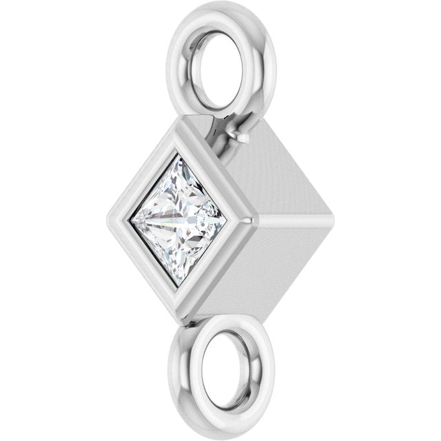 .025 CT Natural Diamond Link, 3.25 mm x 3.25 mm, Square Bezel-Set