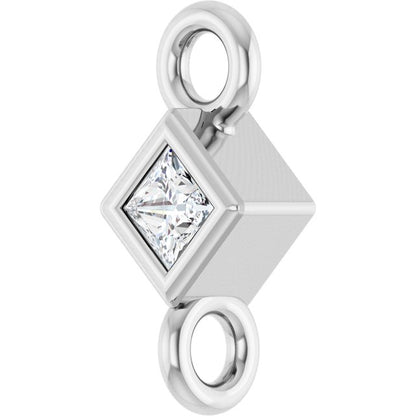 .025 CT Natural Diamond Link, 3.25 mm x 3.25 mm, Square Bezel-Set