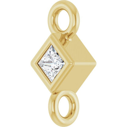 .025 CT Natural Diamond Link, 3.25 mm x 3.25 mm, Square Bezel-Set