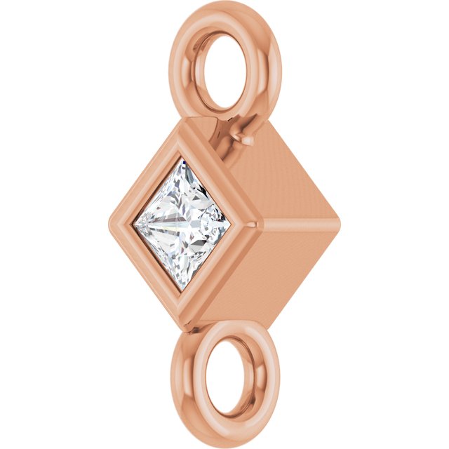 .025 CT Natural Diamond Link, 3.25 mm x 3.25 mm, Square Bezel-Set