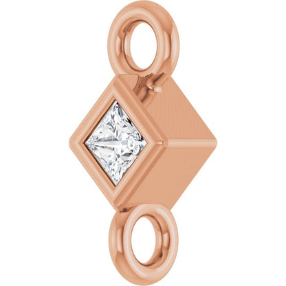 .025 CT Natural Diamond Link, 3.25 mm x 3.25 mm, Square Bezel-Set