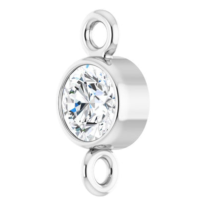 1/8 CT Natural Diamond Link, 3.9 mm x 7.7 mm, Round Bezel-Set