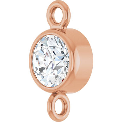 1/5 CT Natural Diamond Link, 4.5 mm x 8.3 mm, Round Bezel-Set