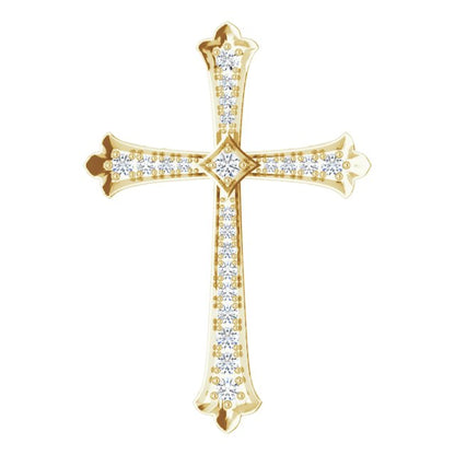 14K Yellow Gold 3/4 CTW Natural Diamond Cross Pendant