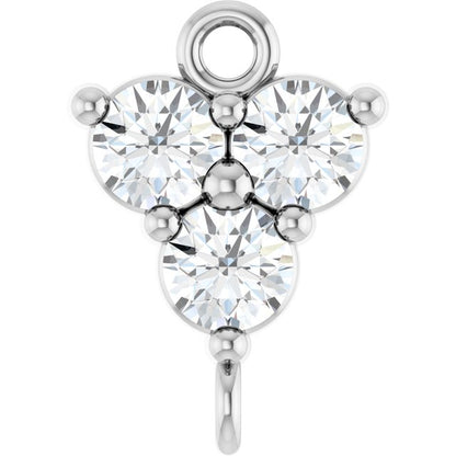 1/5 CTW Natural Diamond Three-Stone Link, 6.2 mm x 8.76, Round