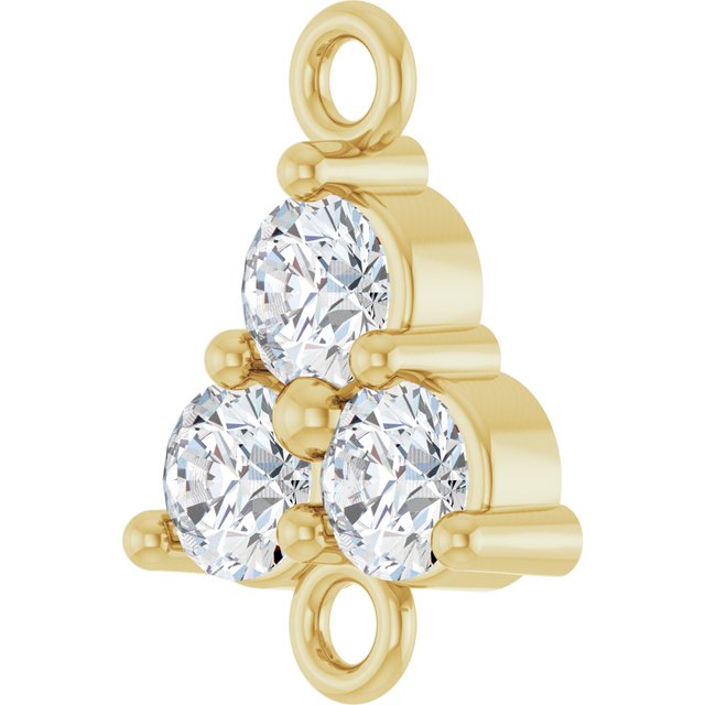 1/5 CTW Natural Diamond Three-Stone Link, 6.2 mm x 8.76