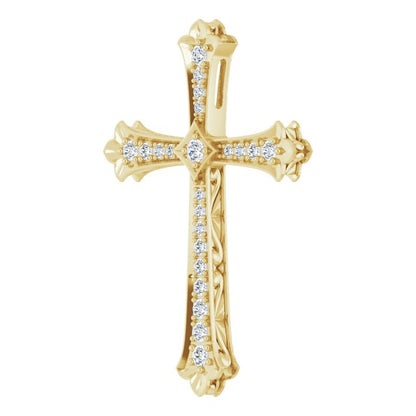 14K Yellow Gold 3/4 CTW Natural Diamond Cross Pendant