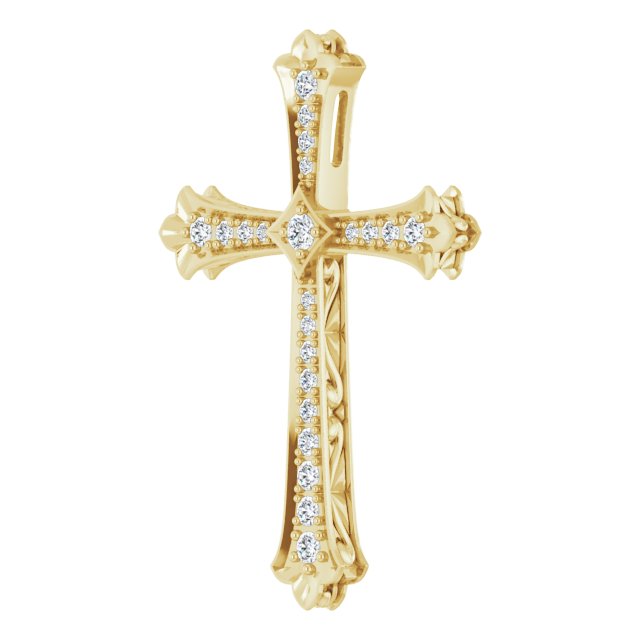 14K Yellow Gold 1/3 CTW Natural Diamond Cross Pendant
