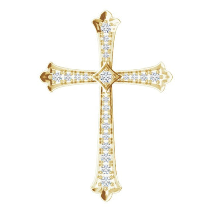 14K Yellow Gold 1 CTW Natural Diamond Cross Pendant, 44.3 x 31 mm