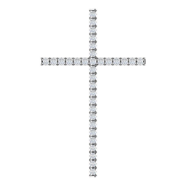 14K White Gold 1 CTW Natural Diamond Cross Pendant