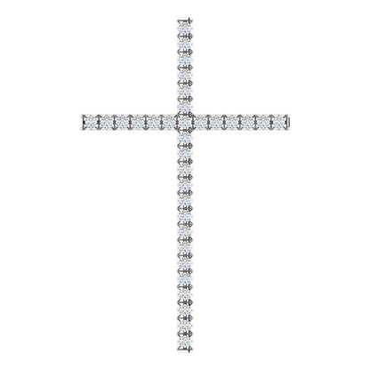 14K White Gold 1 CTW Natural Diamond Cross Pendant