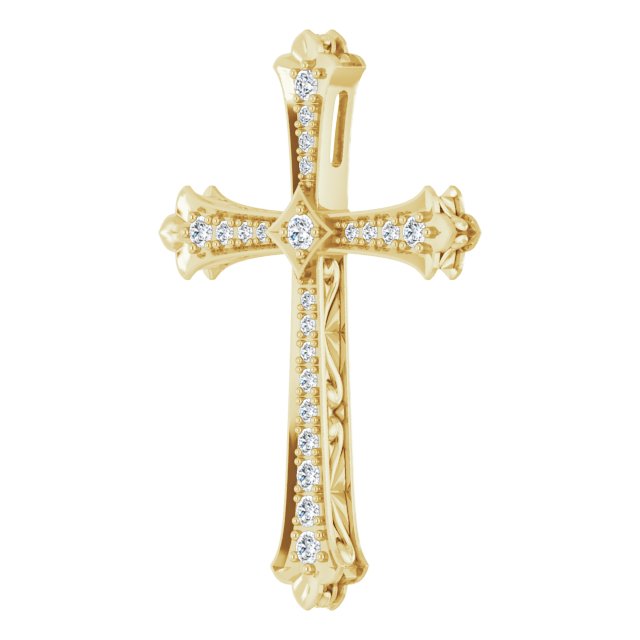14K Yellow Gold 1 CTW Natural Diamond Cross Pendant, 44.3 x 31 mm