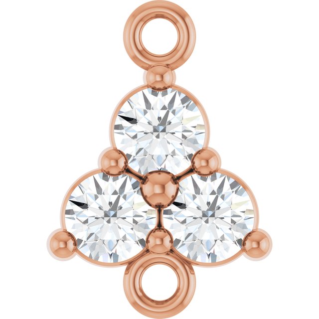 1/5 CTW Natural Diamond Three-Stone Link, 6.2 mm x 8.76