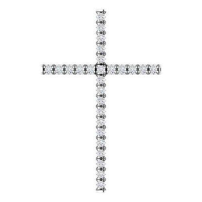 14K White Gold 1/4 CTW Natural Diamond Cross Pendant