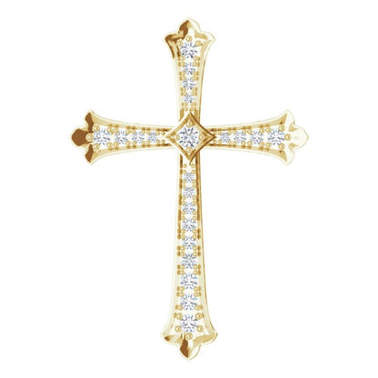 14K Yellow Gold 1/3 CTW Natural Diamond Cross Pendant