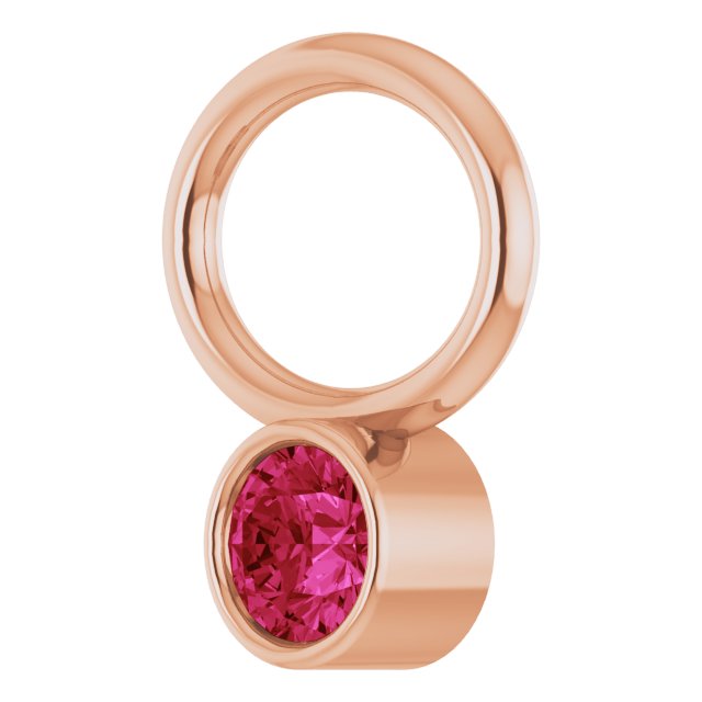 Lab-Grown Ruby Hoop Dangle, 6.17 mm x 8.51 mm