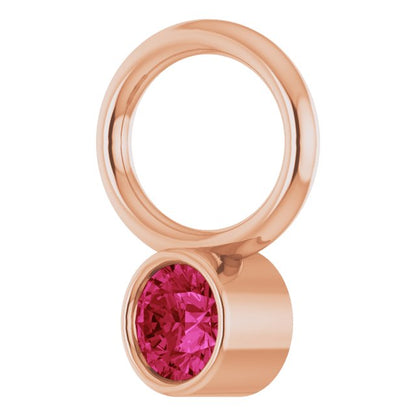 Lab-Grown Ruby Hoop Dangle, 6.17 mm x 8.51 mm
