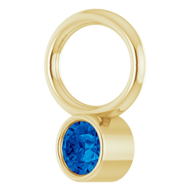 Lab-Grown Blue Sapphire Hoop Dangle, 6.17 mm x 8.51 mm